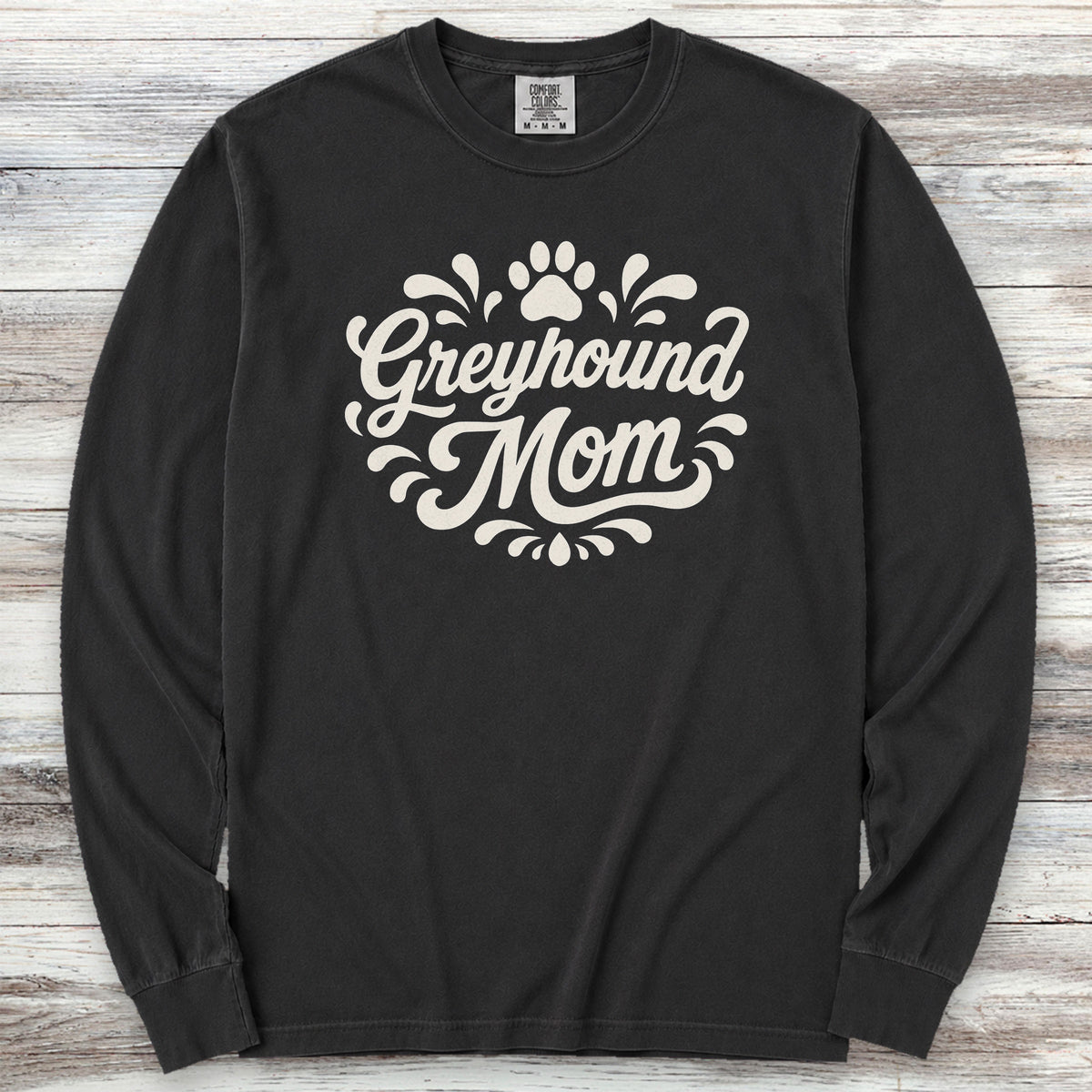 Greyhound Groovy Mom Long Sleeve Tee - Black
