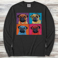Pug Pop Art Long Sleeve Tee - Black