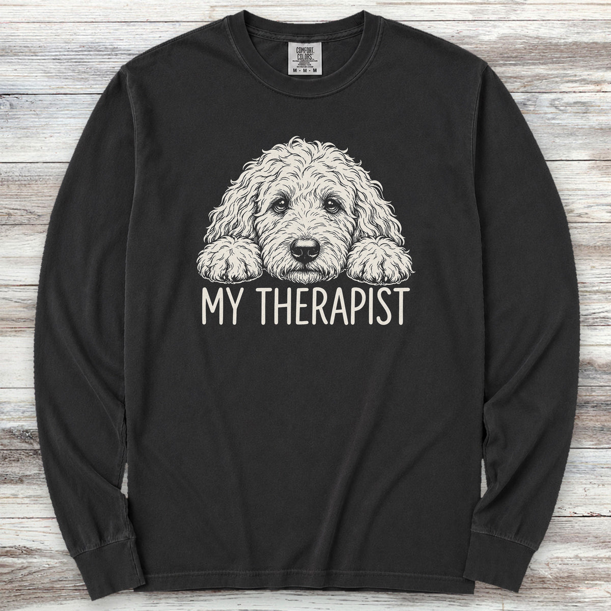 Goldendoodle Therapist Long Sleeve Tee - Black