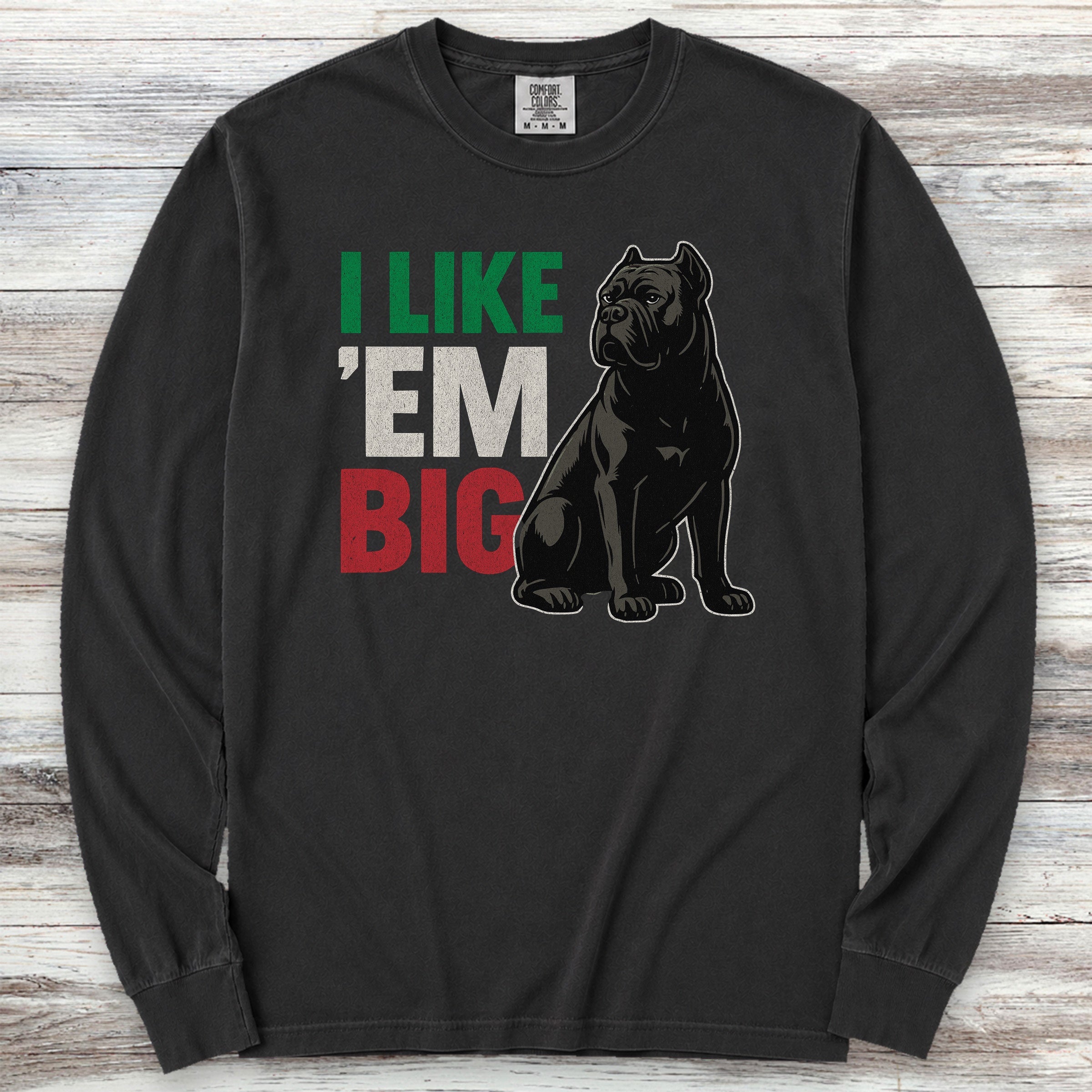 Cane Corso Big Long Sleeve Tee - Black