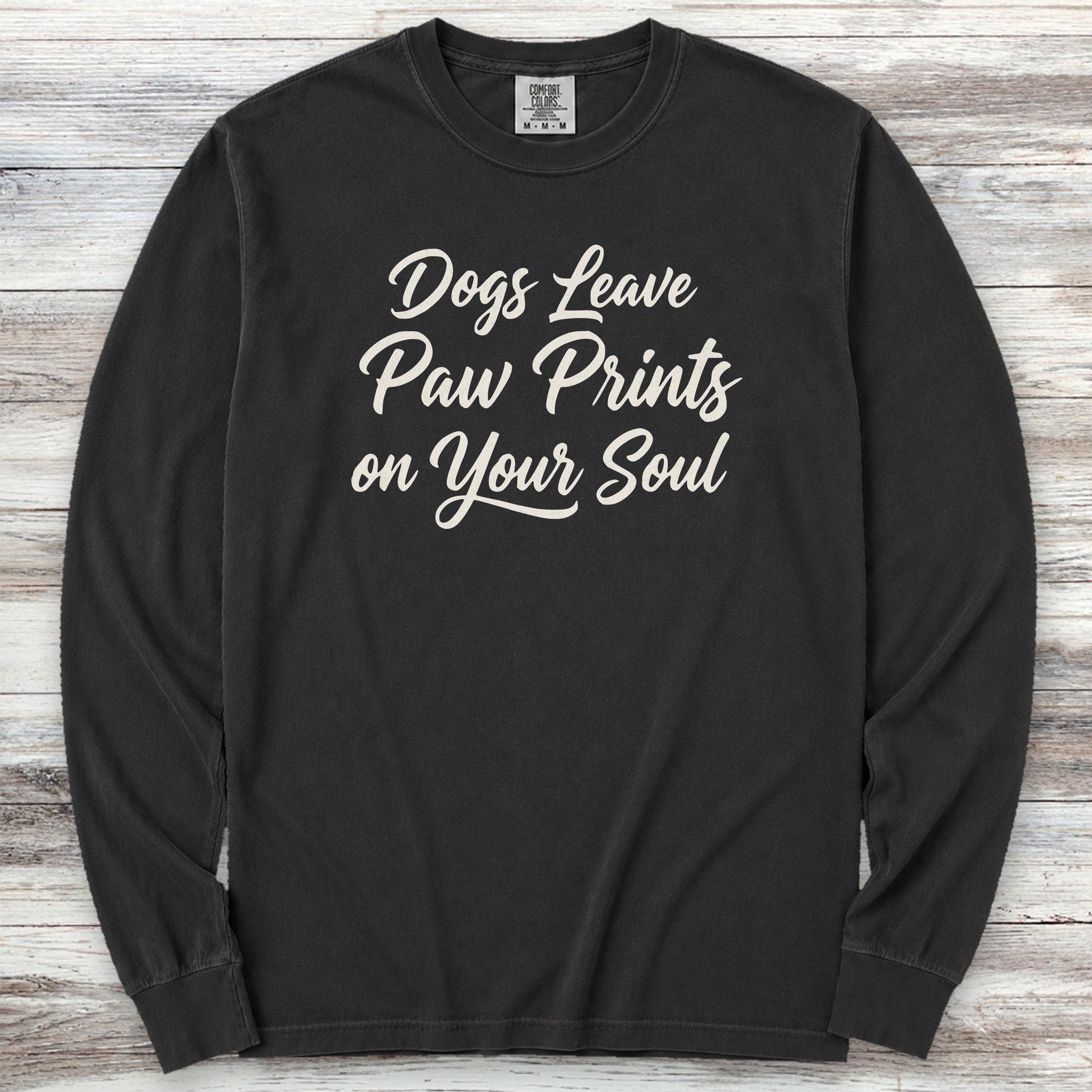 Paw Prints on Your Soul Long Sleeve Tee - Black