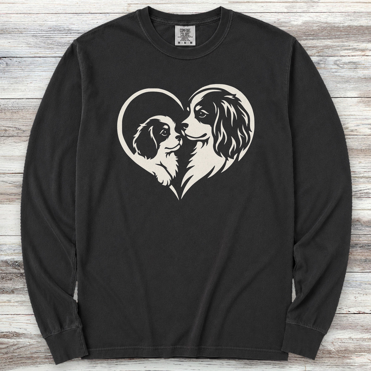 Cavalier King Charles Heart Bond Long Sleeve Tee - Black