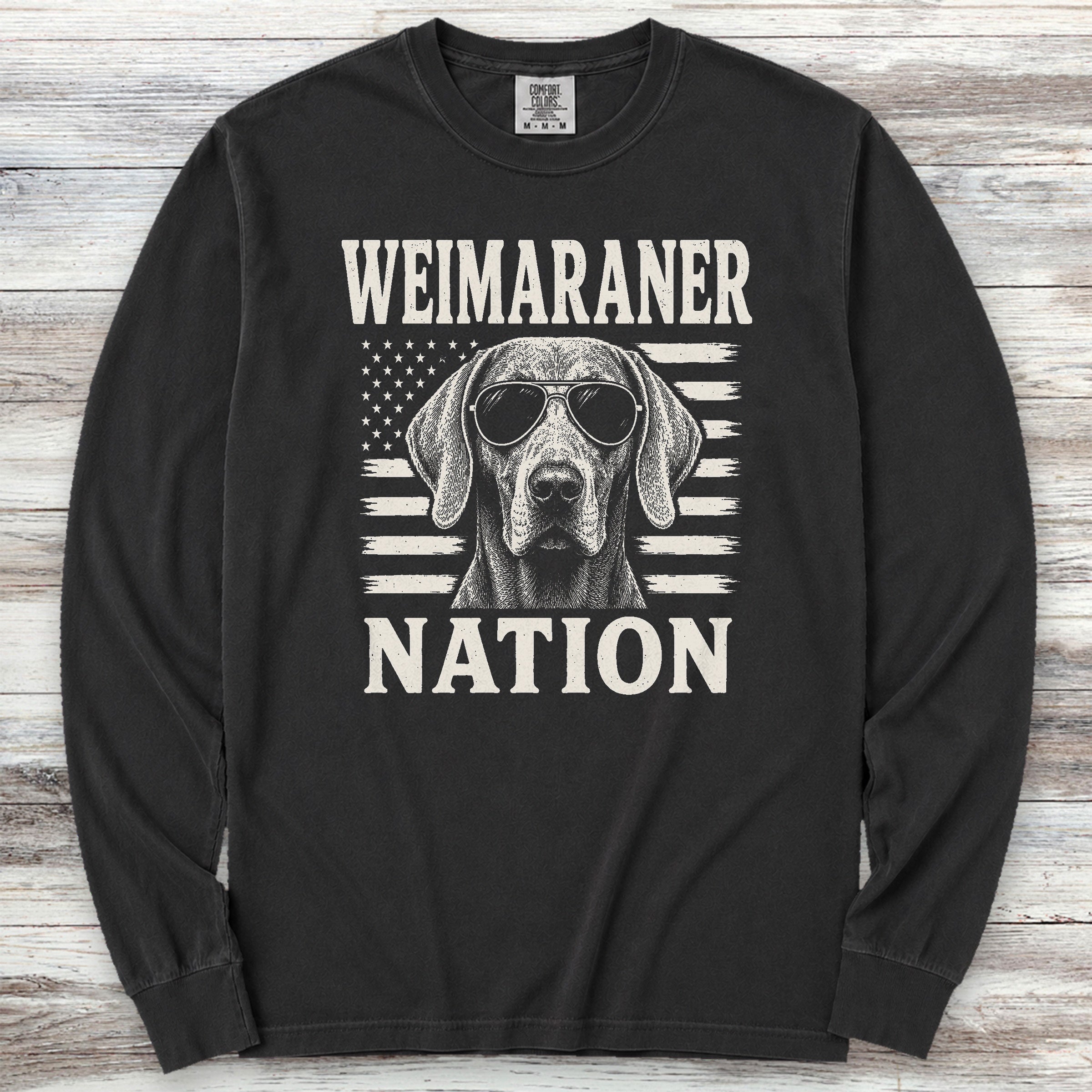 Weimaraner Nation Long Sleeve Tee - Black
