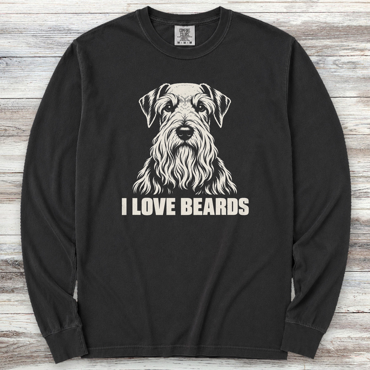 Cesky Terrier I Love Beards Long Sleeve Tee - Black