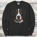 Bernese Mountain Dog Studio Portrait Long Sleeve Tee - Black