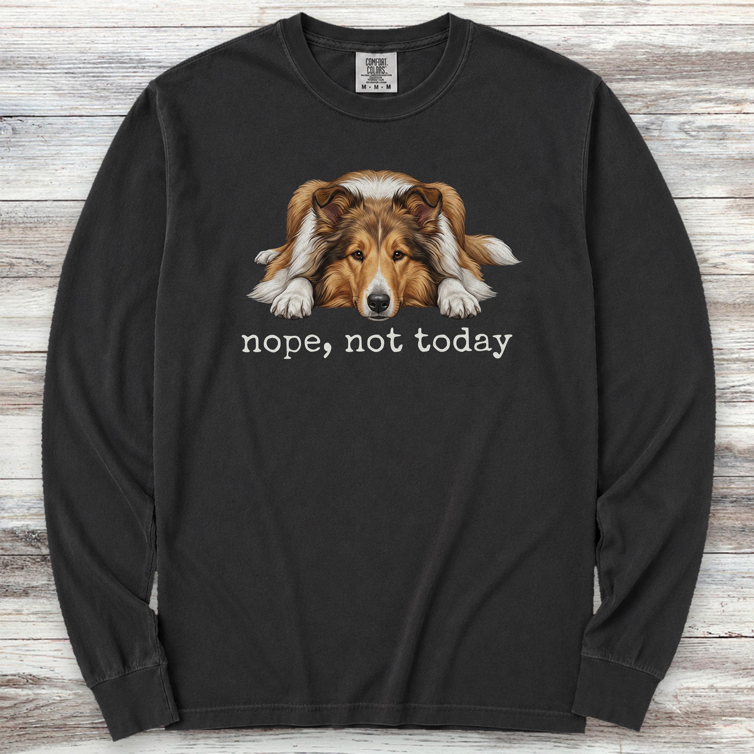 Rough Collie Nope Long Sleeve Tee - Black