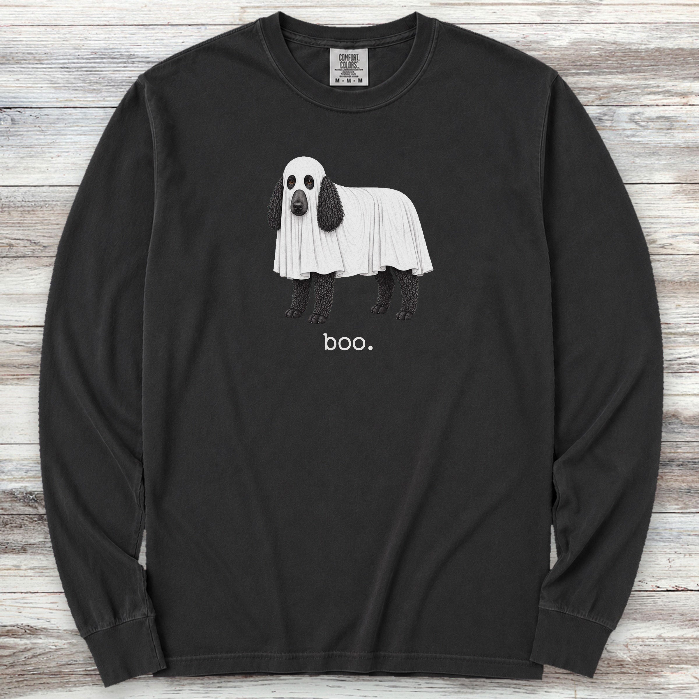 Poodle Black Boo Long Sleeve Tee - Black
