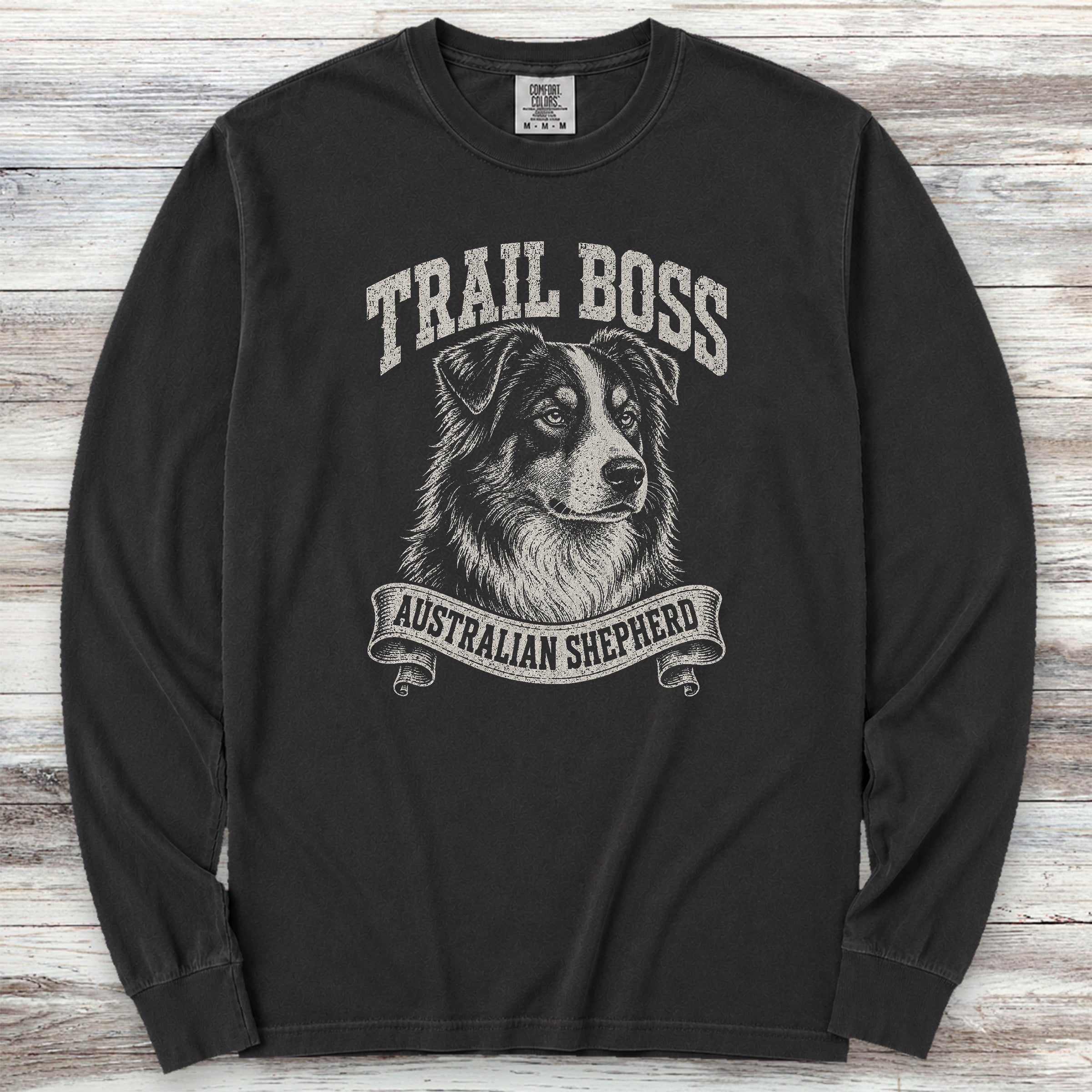 Australian Shepherd Trail Boss Long Sleeve Tee - Black
