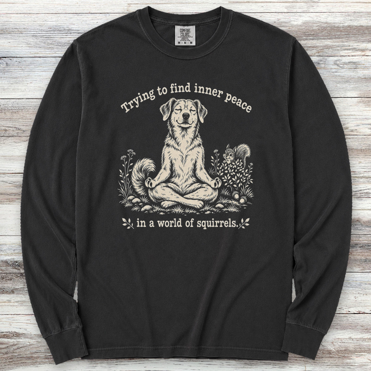 Inner Peace World of Squirrels Long Sleeve Tee - Black