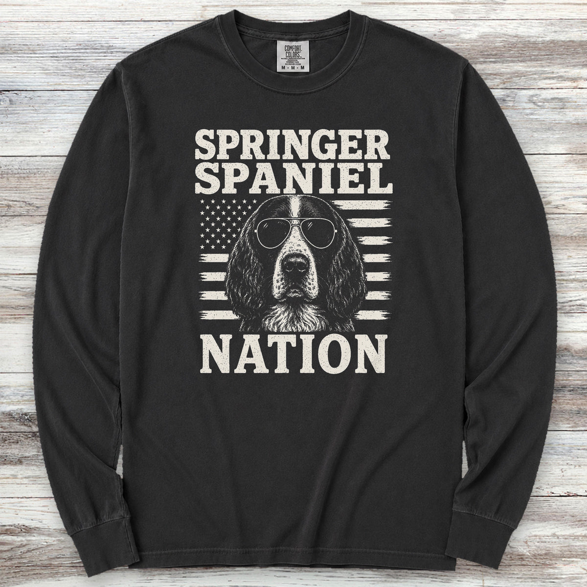 English Springer Spaniel Nation Long Sleeve Tee - Black