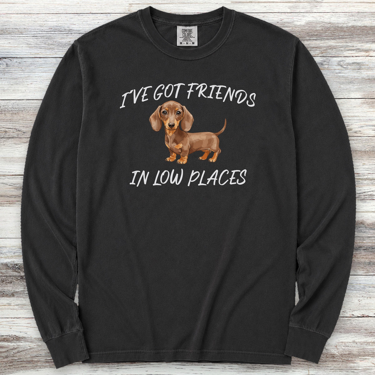 Dachshund Low Places Long Sleeve Tee - Black