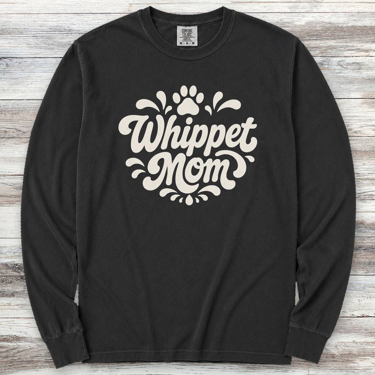 Whippet Groovy Mom Long Sleeve Tee - Black