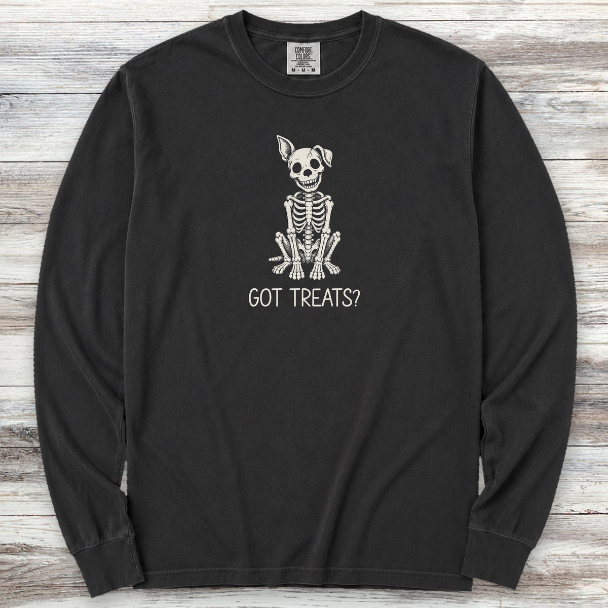 Skelly Dog Got Treats Long Sleeve Tee - Black