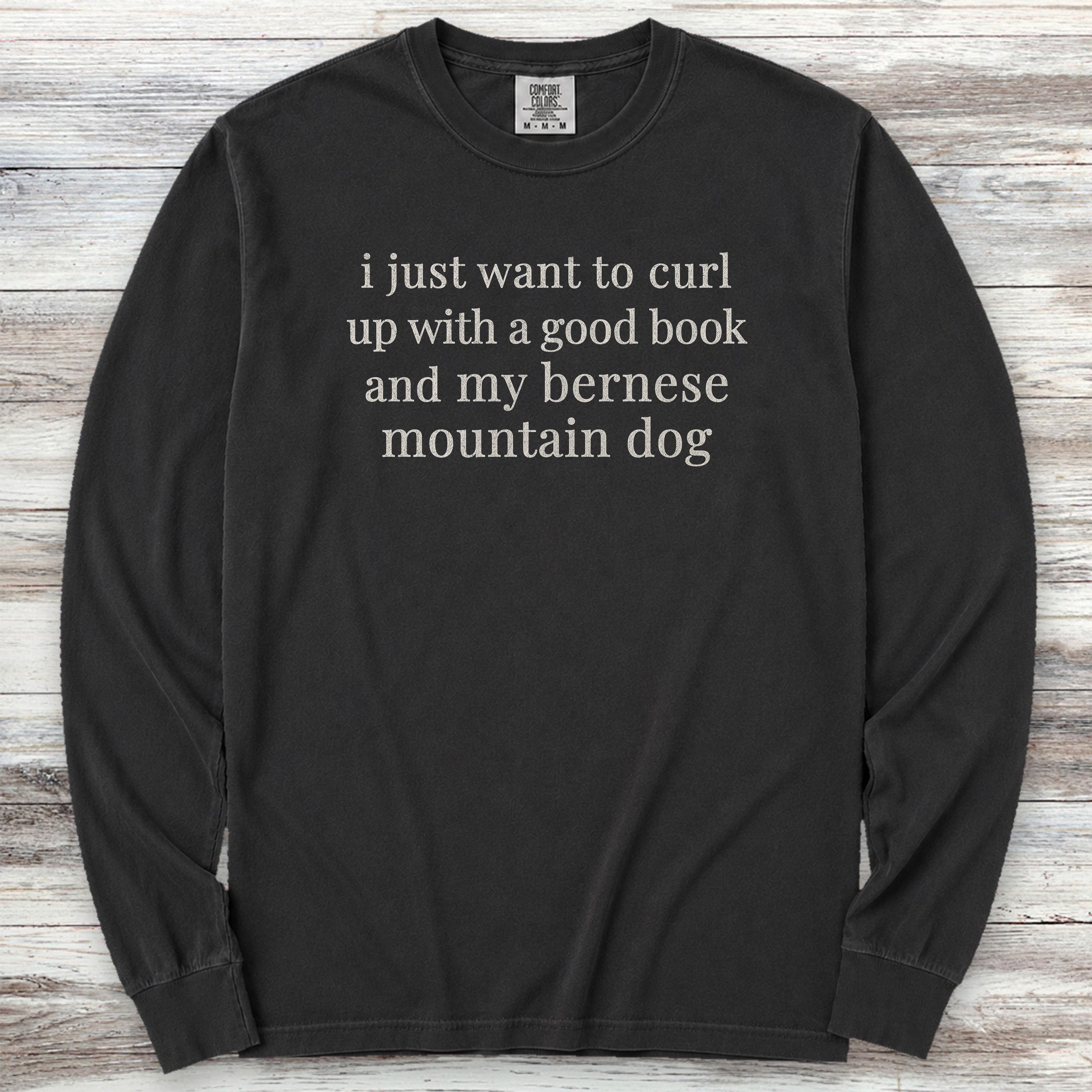 Bernese Mountain Dog Book Long Sleeve Tee - Black