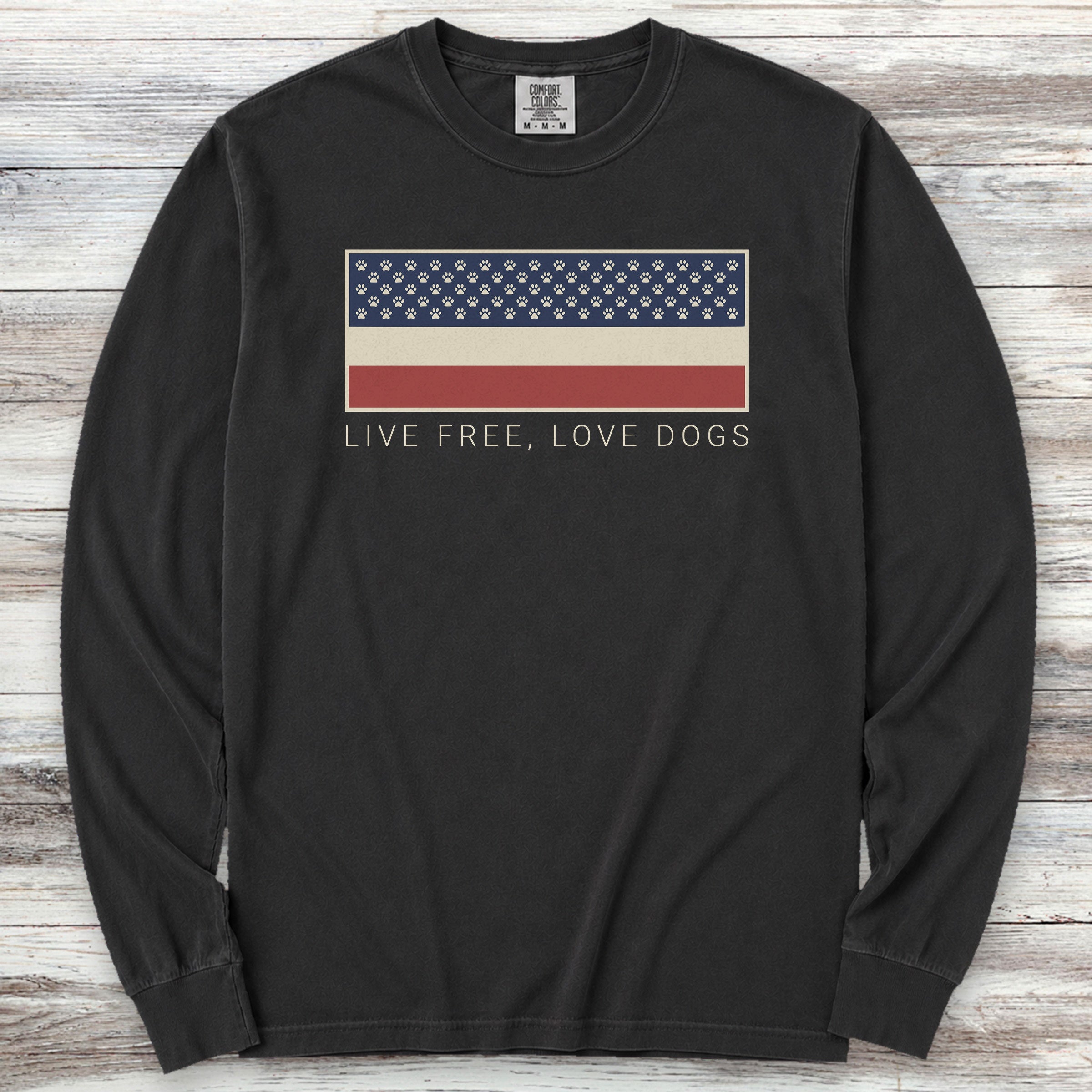 Live Free Love Dogs Long Sleeve Tee - Black
