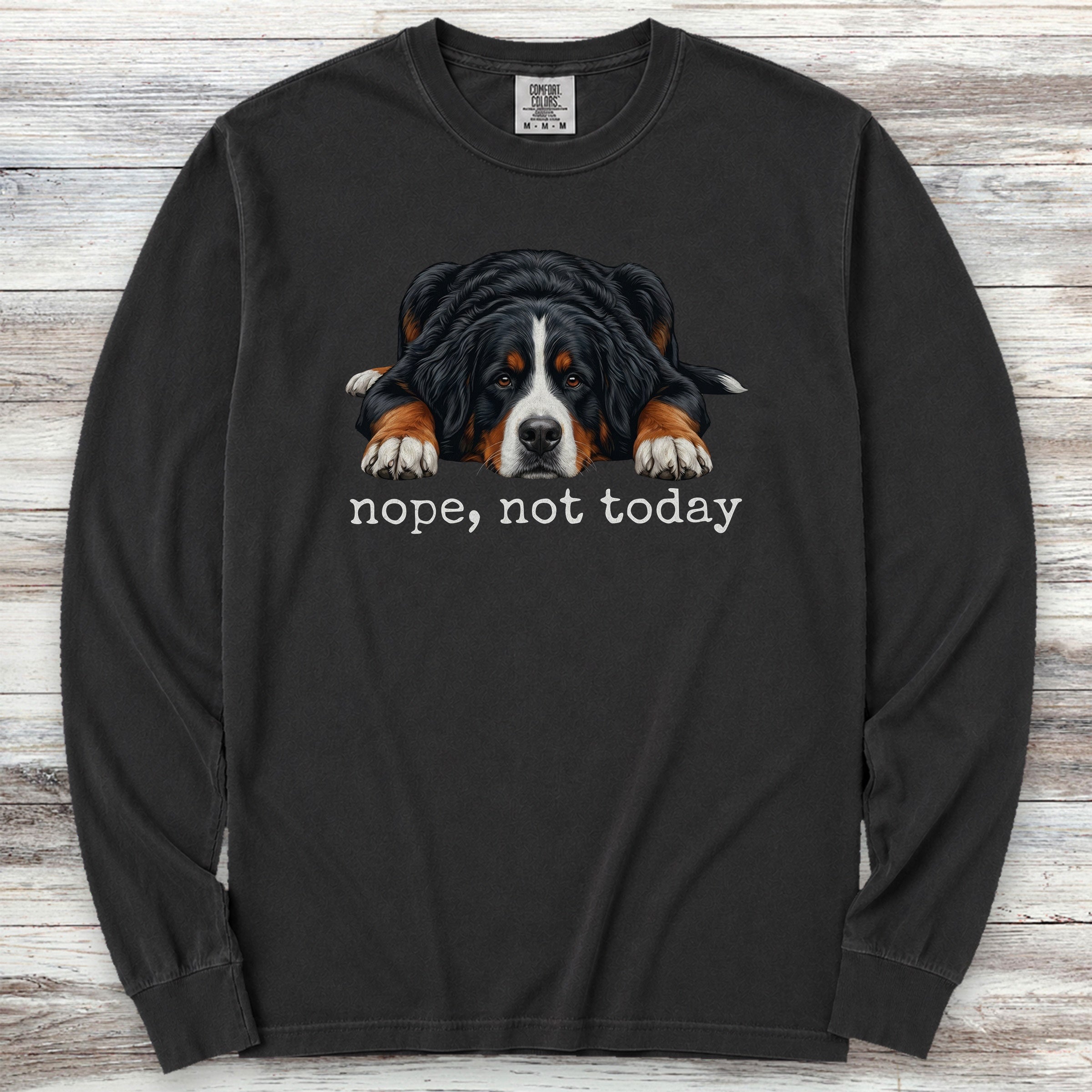Swiss Mountain Dog Nope Long Sleeve Tee - Black