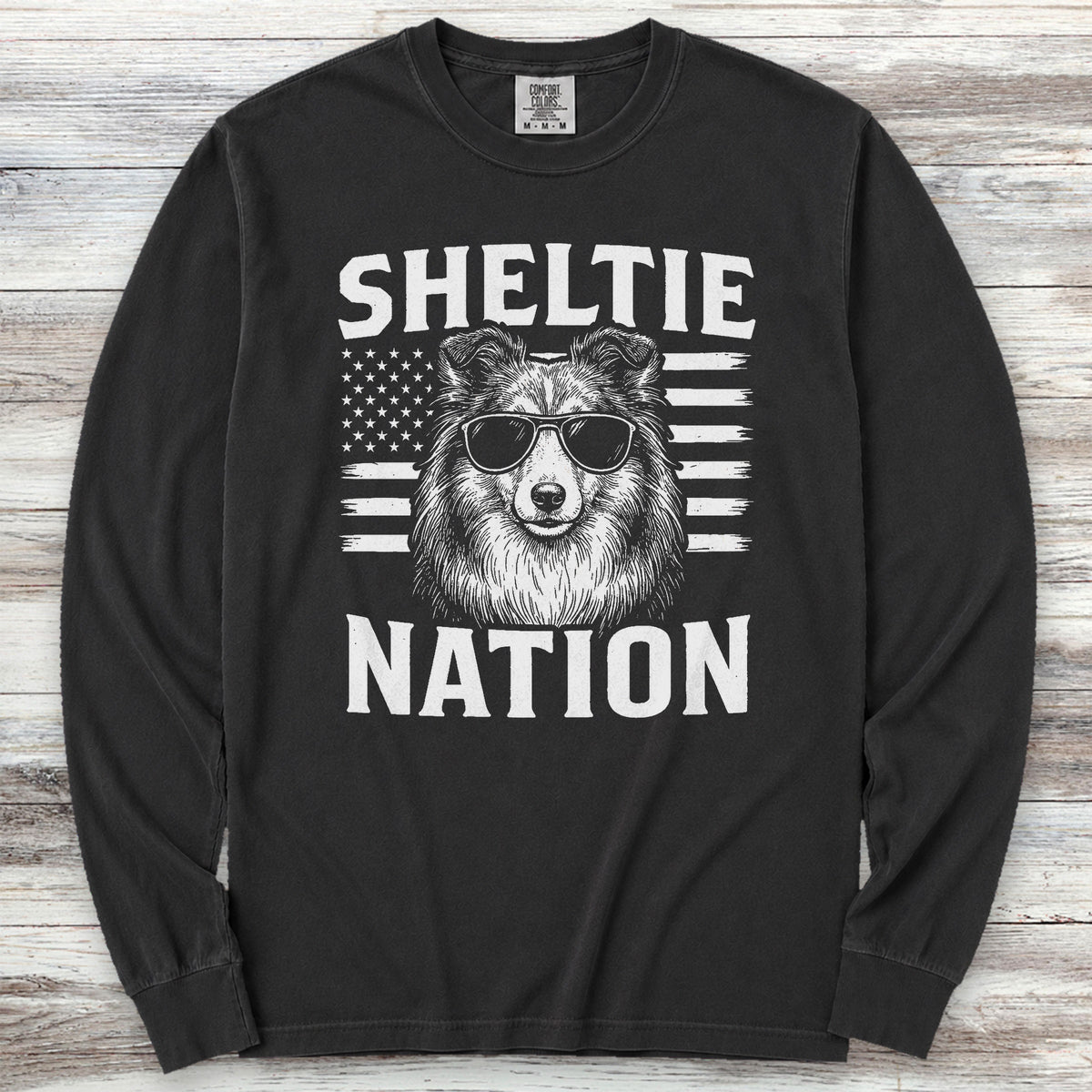 Shetland Sheepdog Nation Long Sleeve Tee - Black