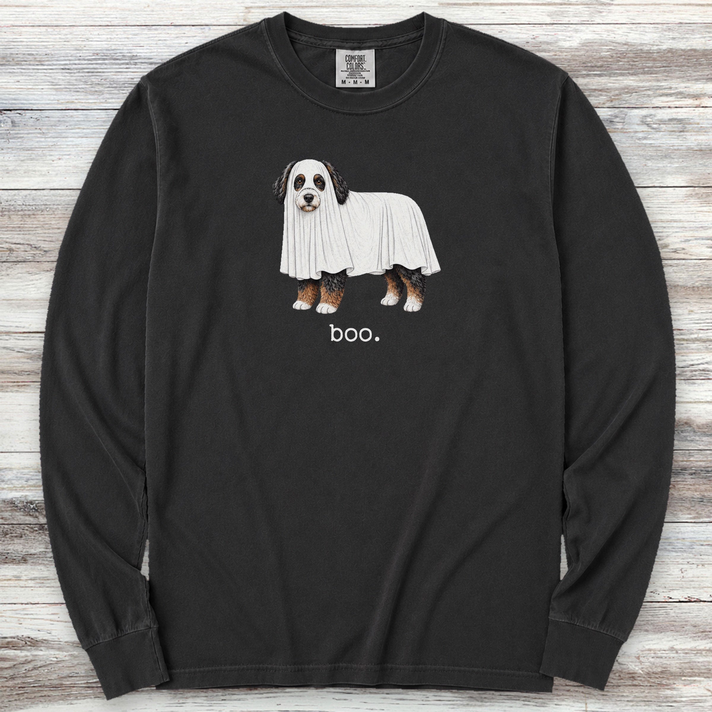 Bernedoodle Boo Long Sleeve Tee - Black