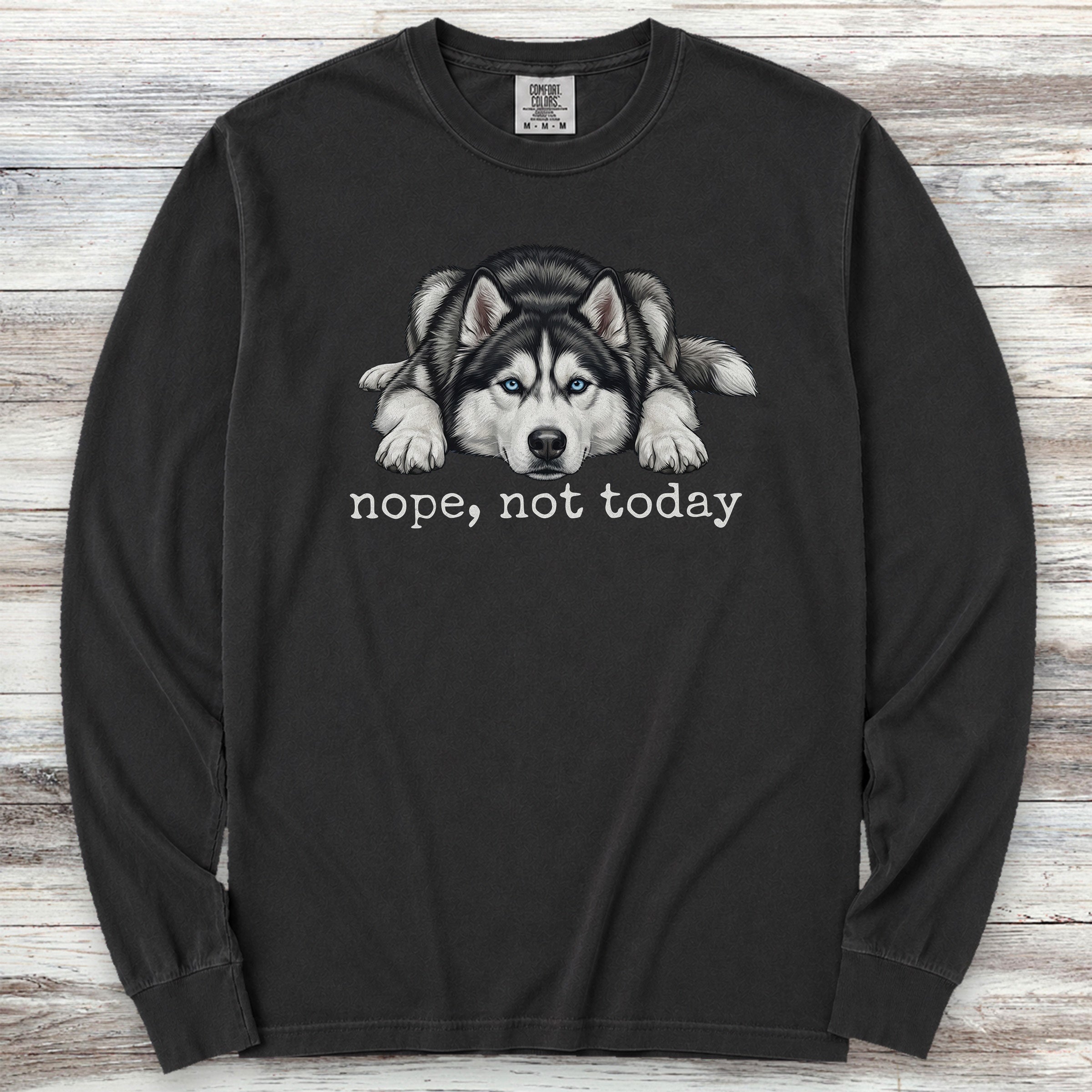 Husky Nope Long Sleeve Tee - Black