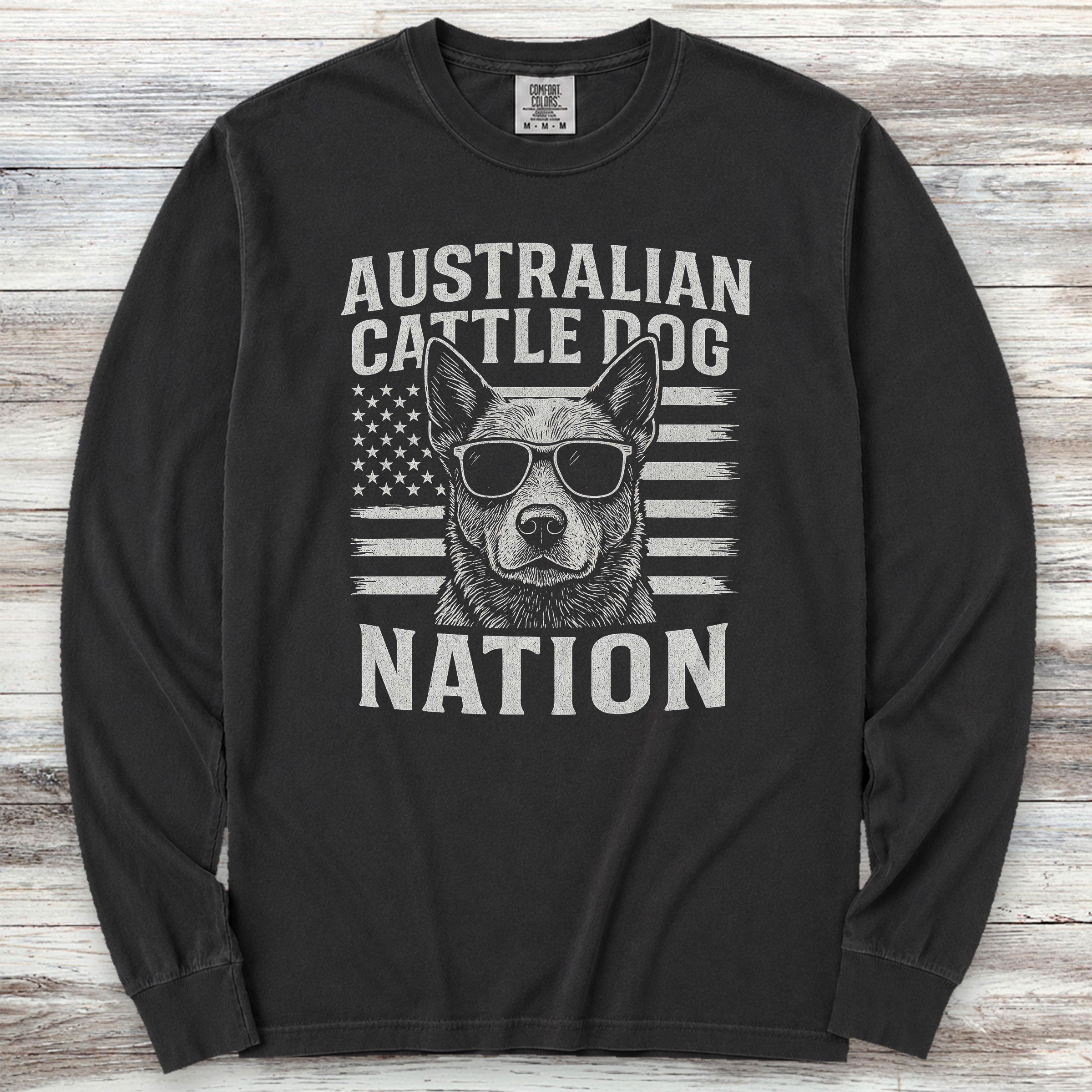 Australian Cattle Dog Nation Long Sleeve Tee - Black