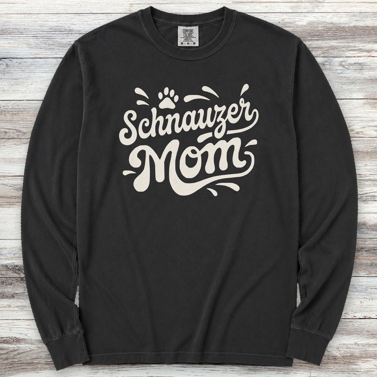 Schnauzer Groovy Mom Long Sleeve Tee - Black