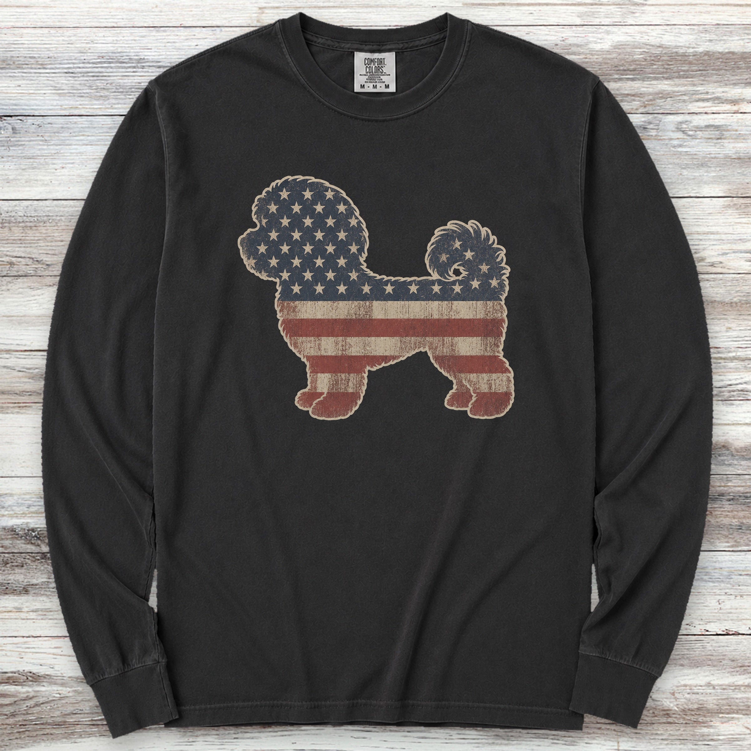 Maltipoo Vintage USA Long Sleeve Tee - Black