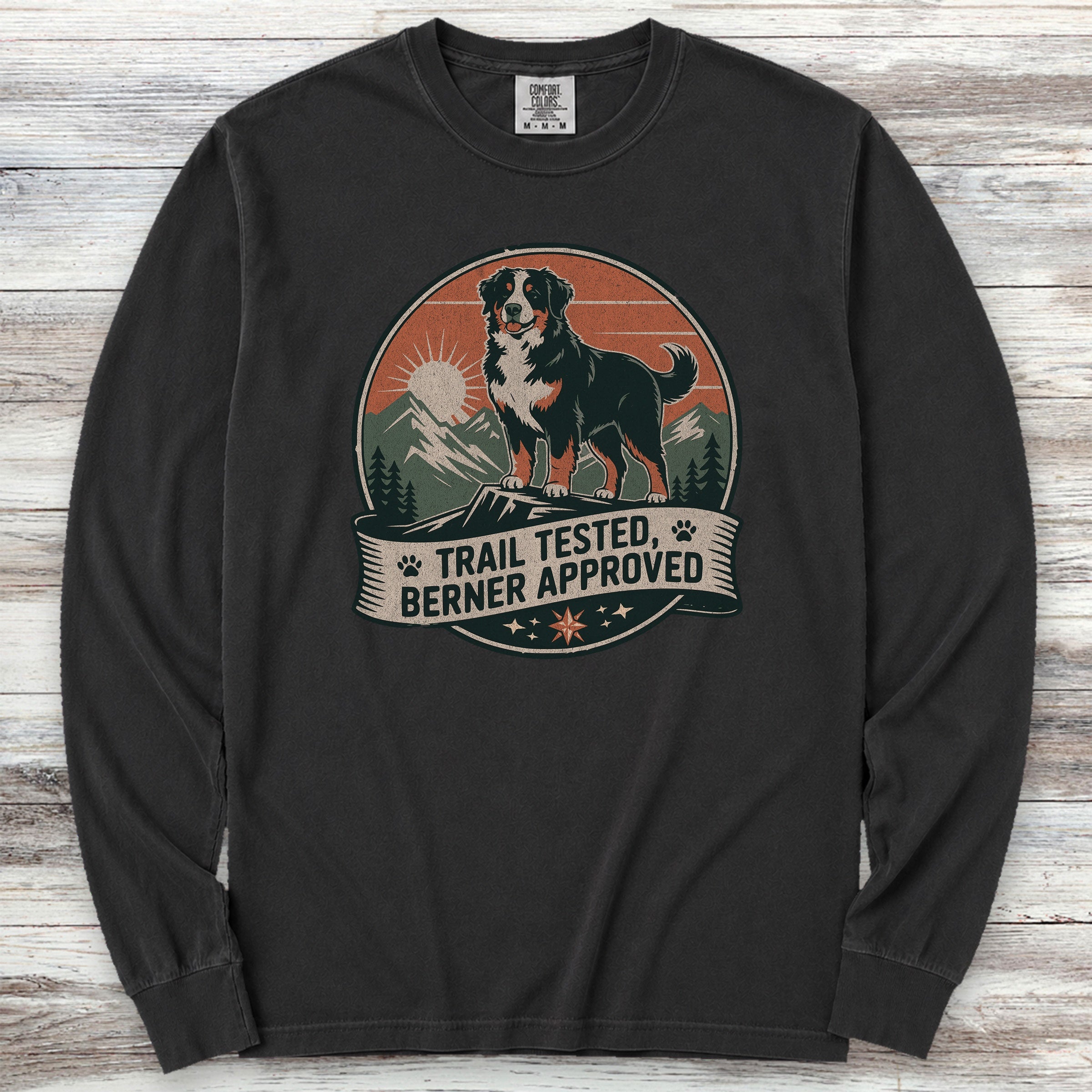 Bernese Mountain Dog Tested Long Sleeve Tee - Black