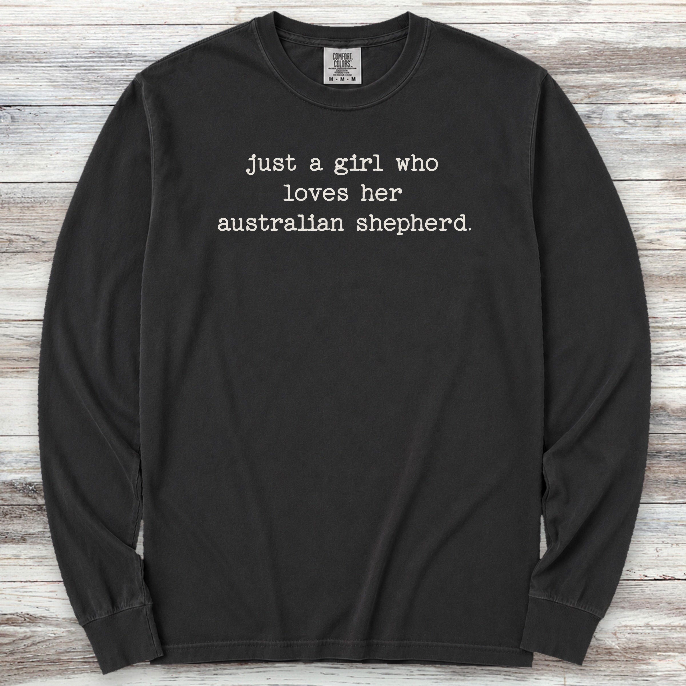 Australian Shepherd Girl Long Sleeve Tee - Black