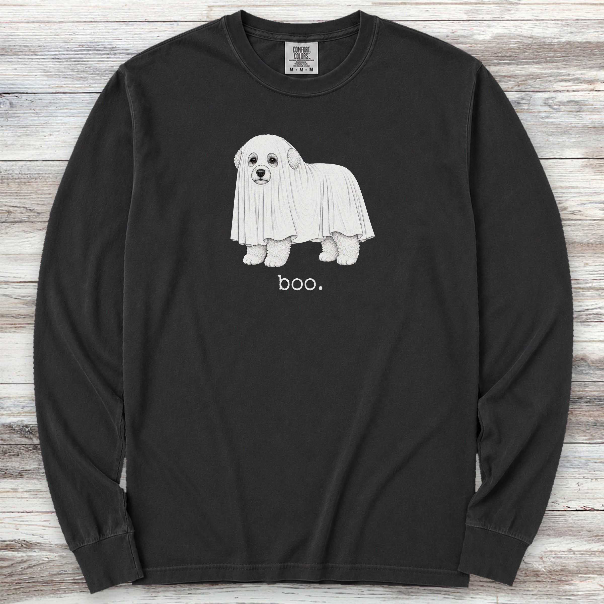 Bichon Frise Boo Long Sleeve Tee - Black
