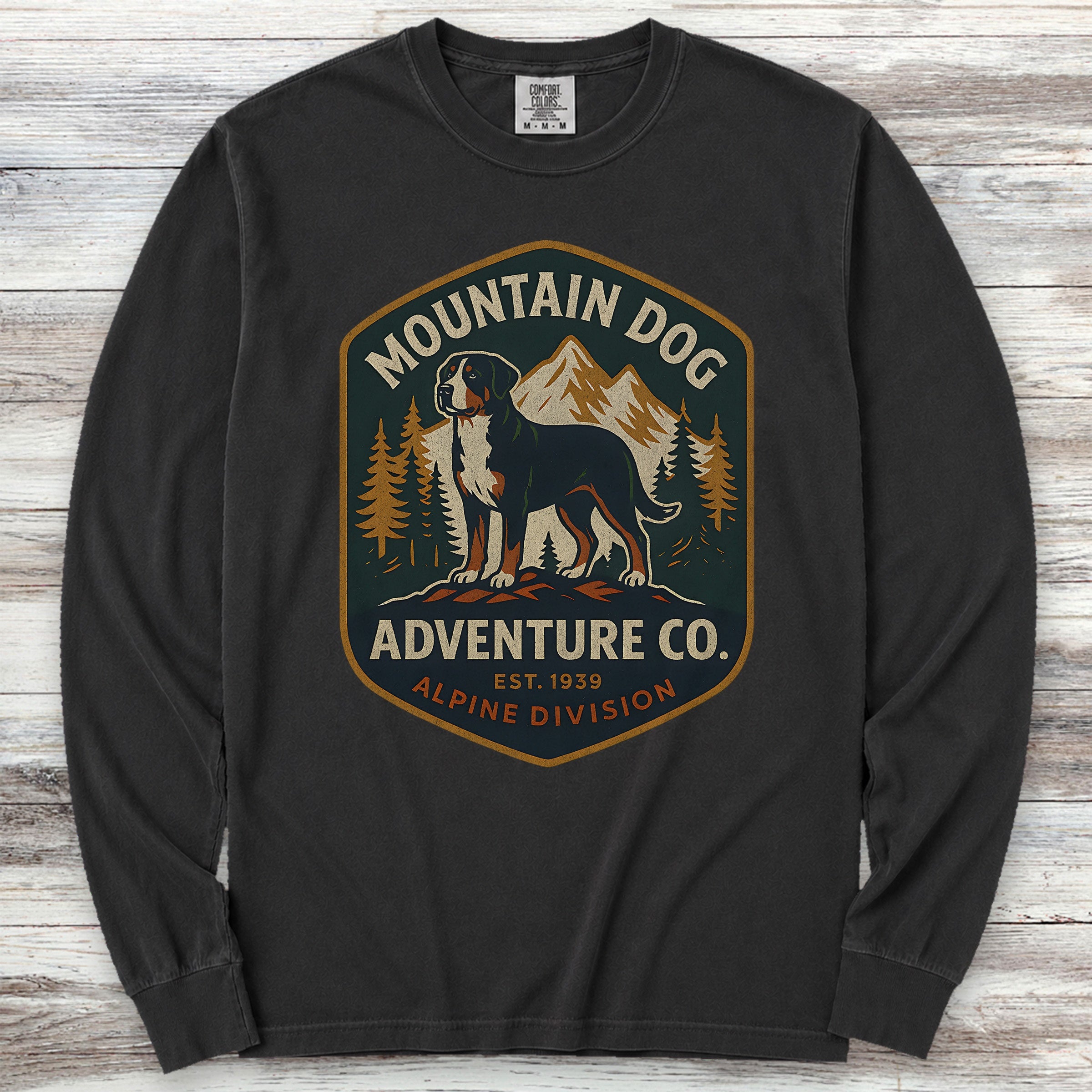 Swiss Mountain Dog Adventure Co Long Sleeve Tee - Black