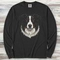 Border Collie Studio Portrait Long Sleeve Tee - Black