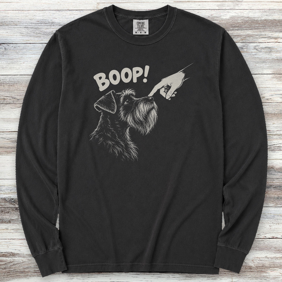 Schnauzer Dark BOOP! Long Sleeve Tee - Black