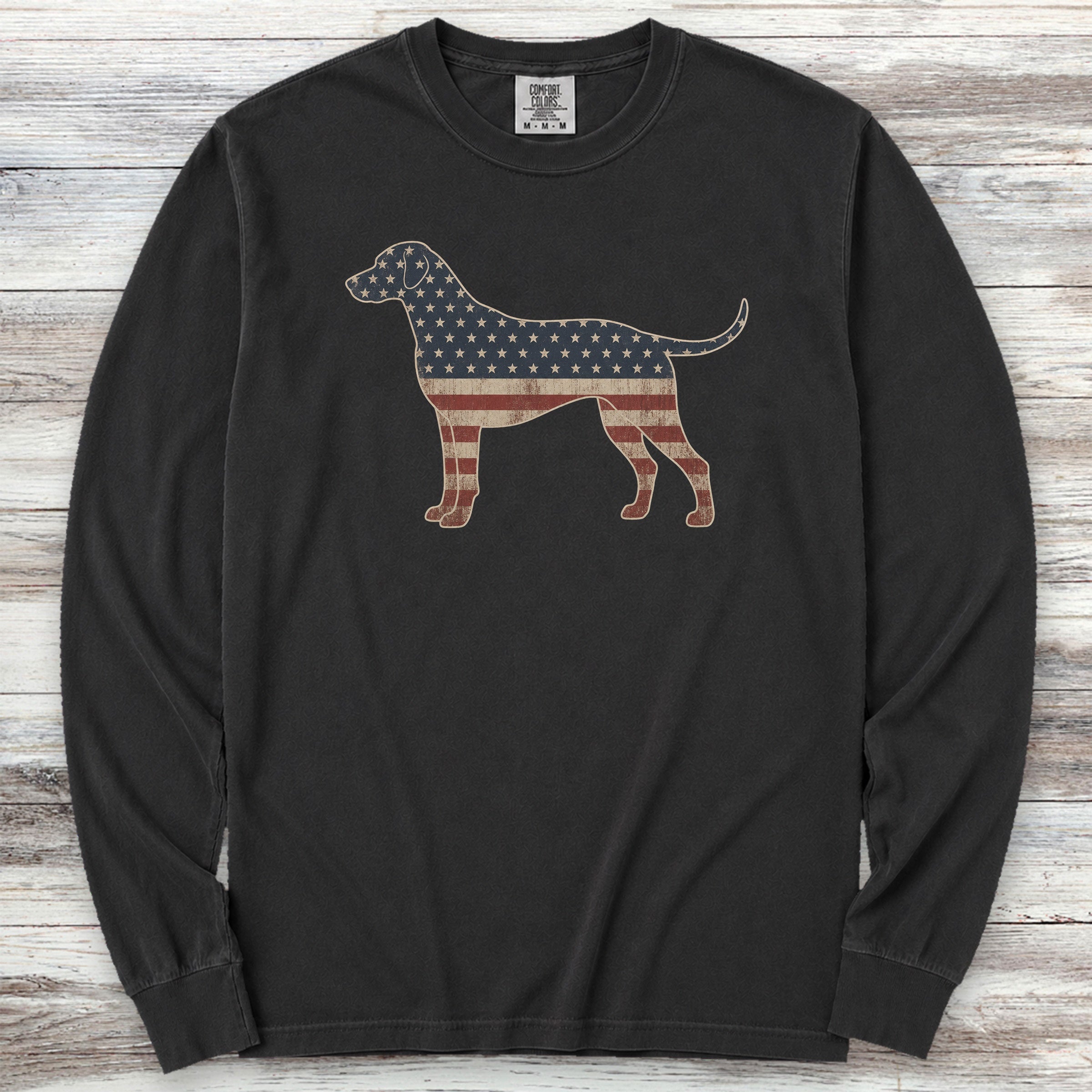 Rhodesian Ridgeback Vintage USA Long Sleeve Tee - Black