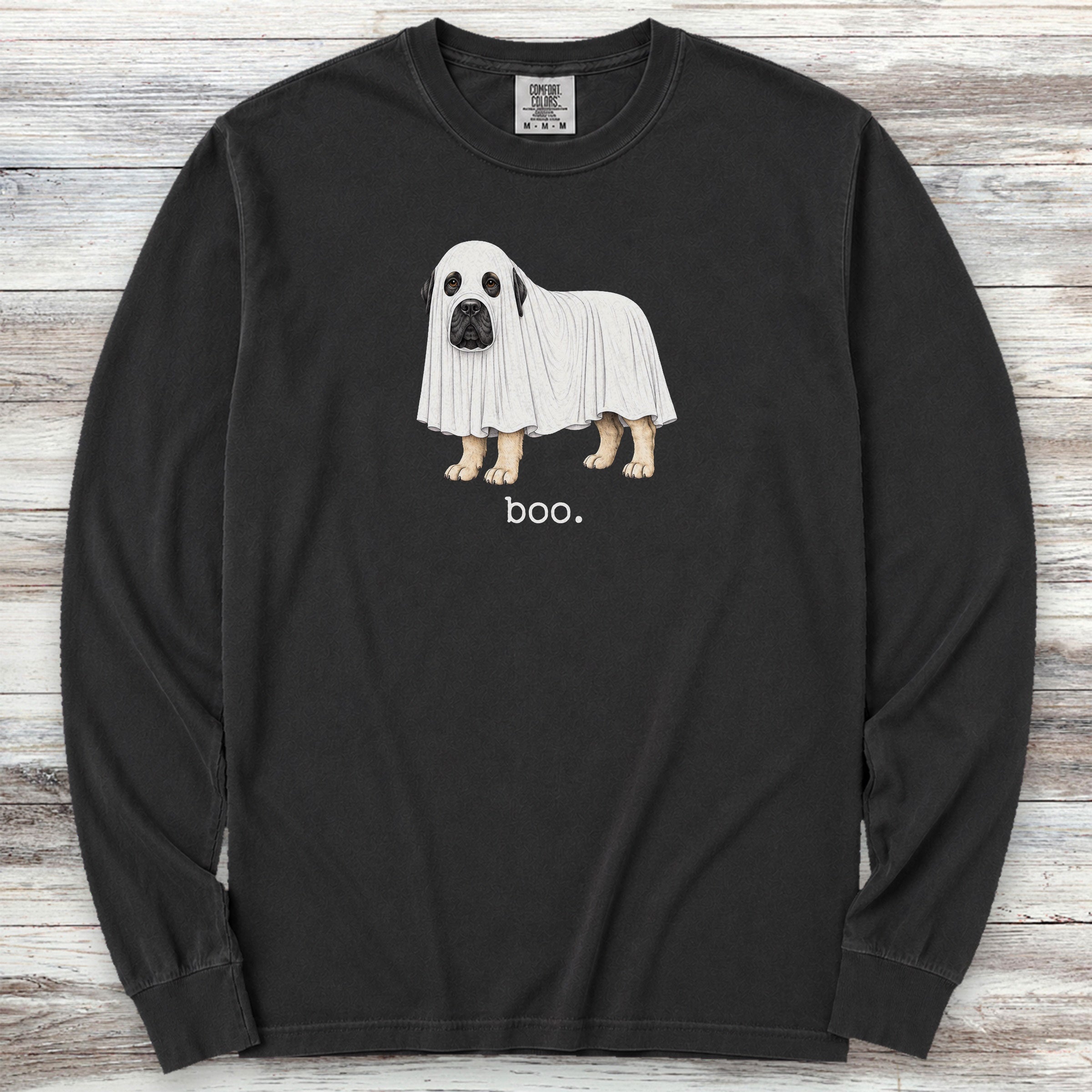 English Mastiff Boo Long Sleeve Tee - Black
