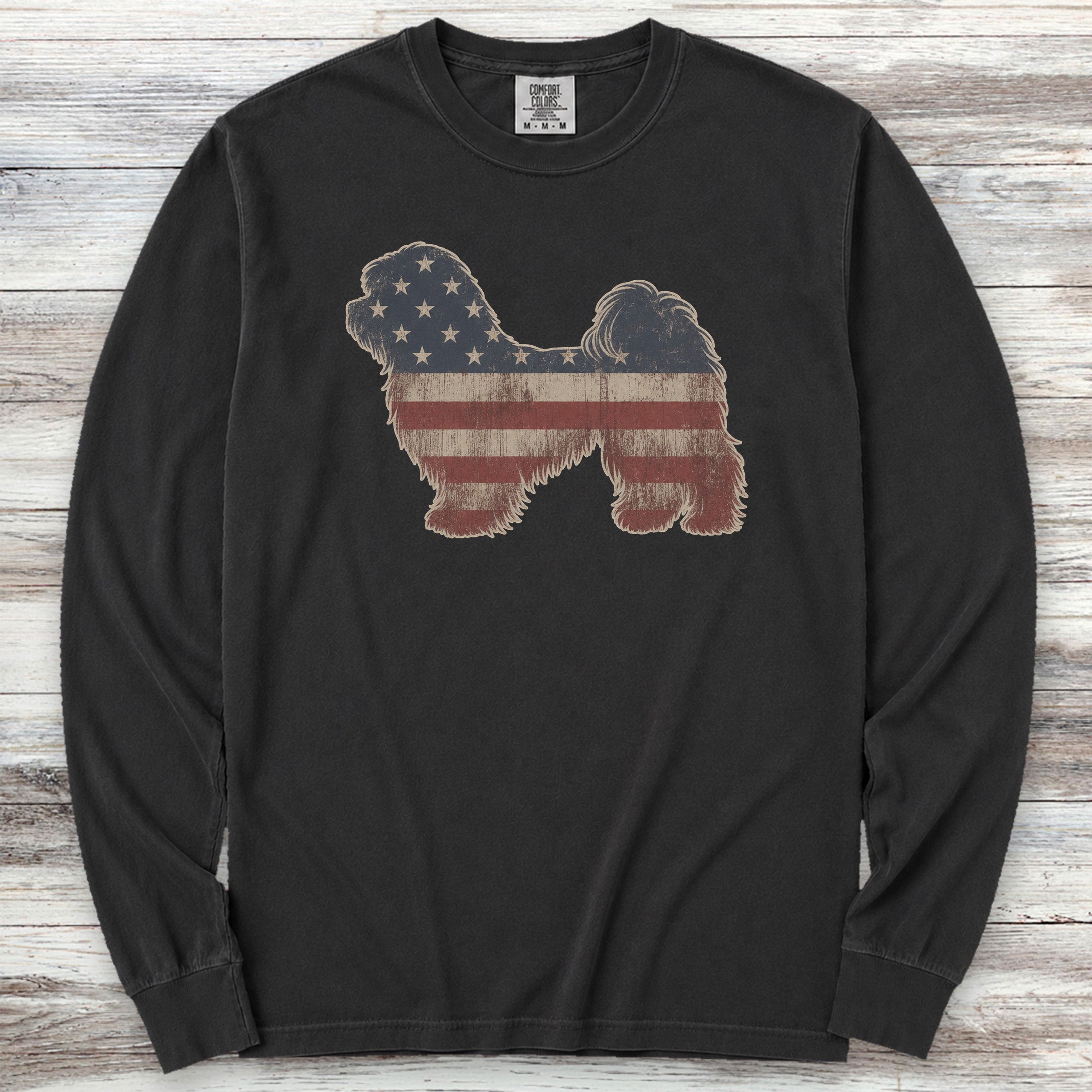 Havanese Vintage USA Long Sleeve Tee - Black