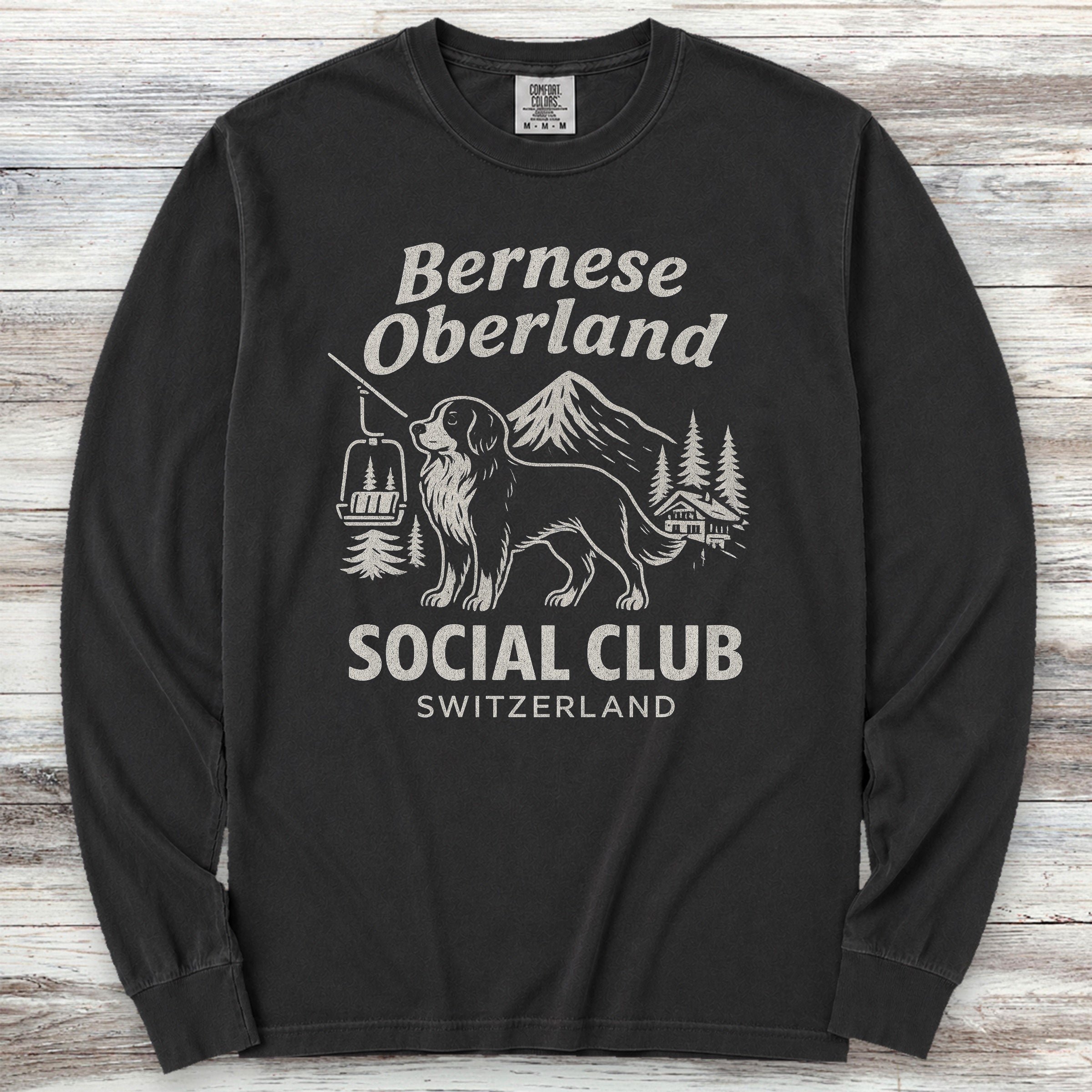 Bernese Mountain Dog Oberland Long Sleeve Tee - Black