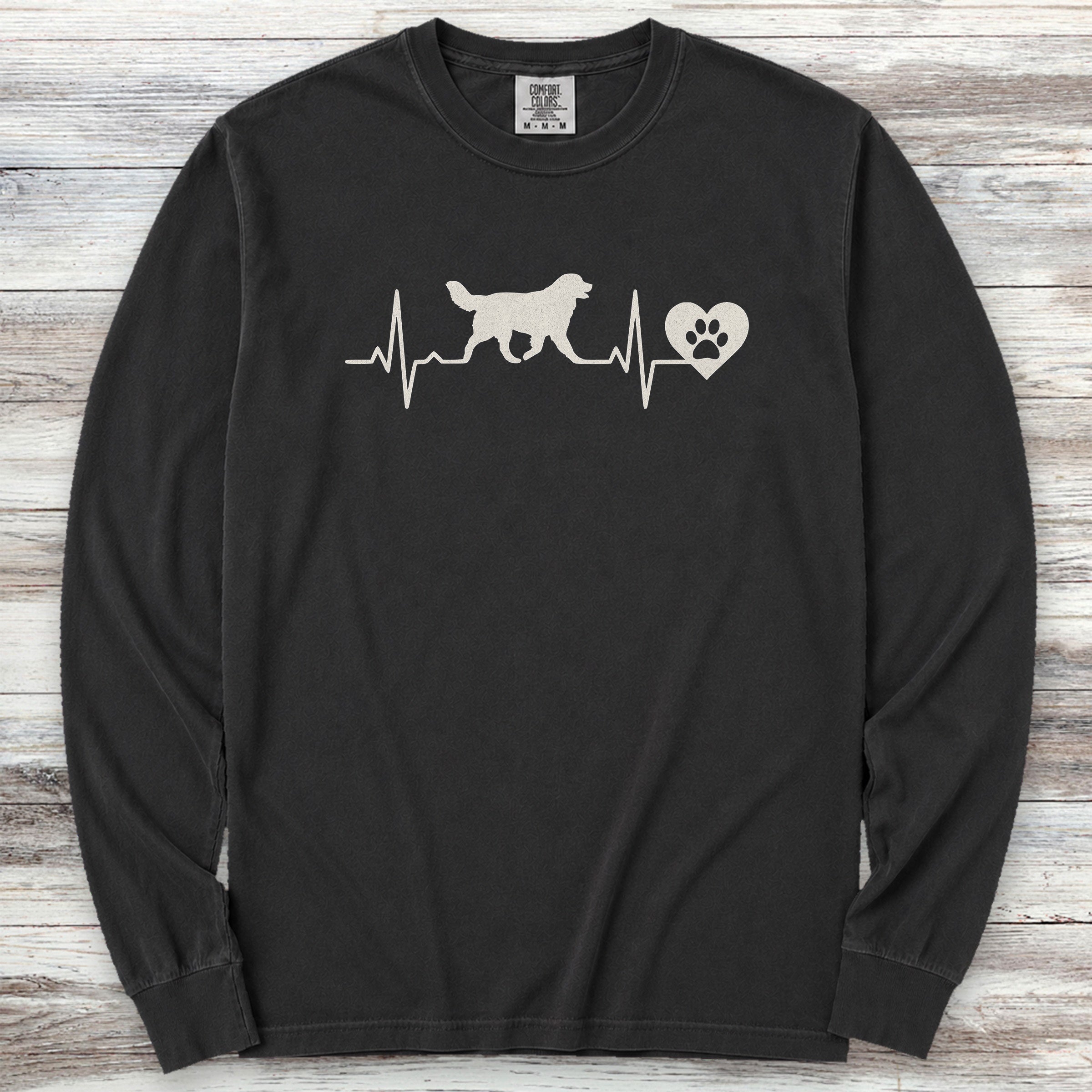 Bernese Mountain Dog Heartbeat Long Sleeve Tee - Black