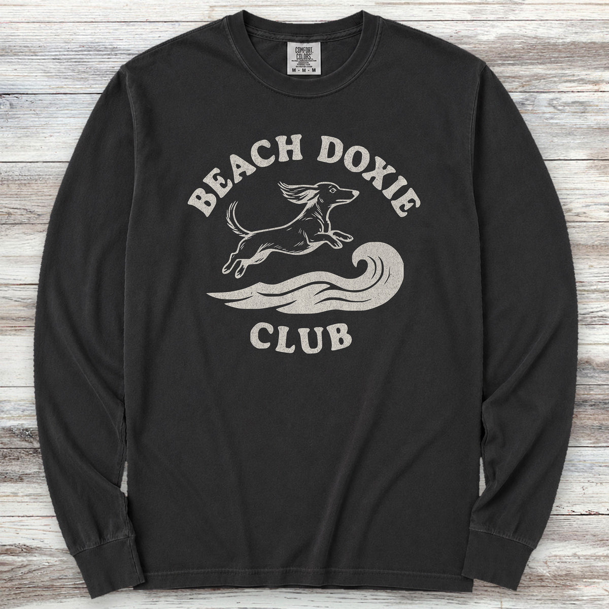 Dachshund Beach Doxie Long Sleeve Tee - Black