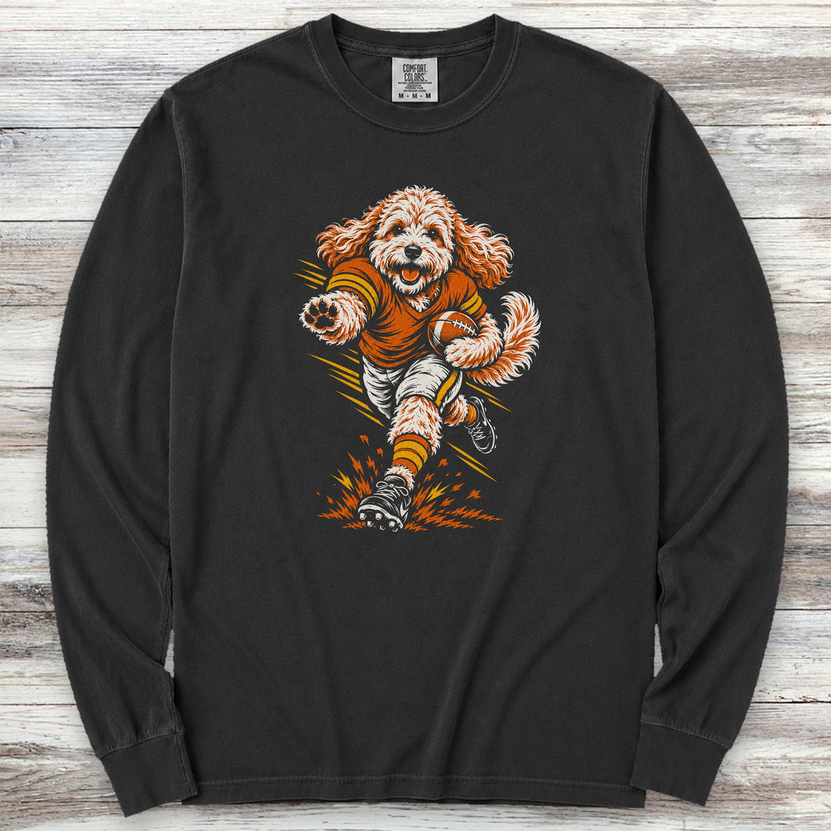 Cockapoo Football Long Sleeve Tee - Black
