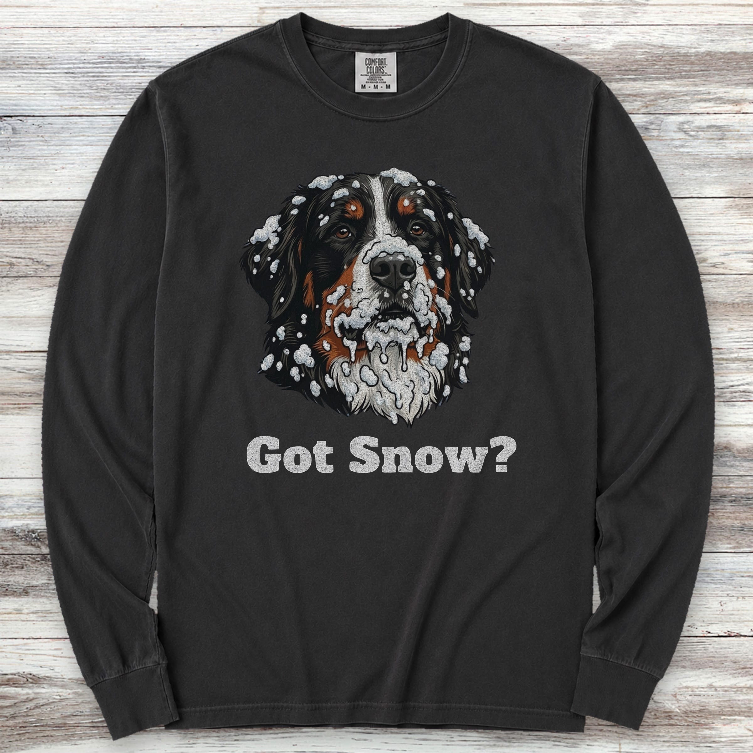 Bernese Mountain Dog Got Snow Long Sleeve Tee - Black
