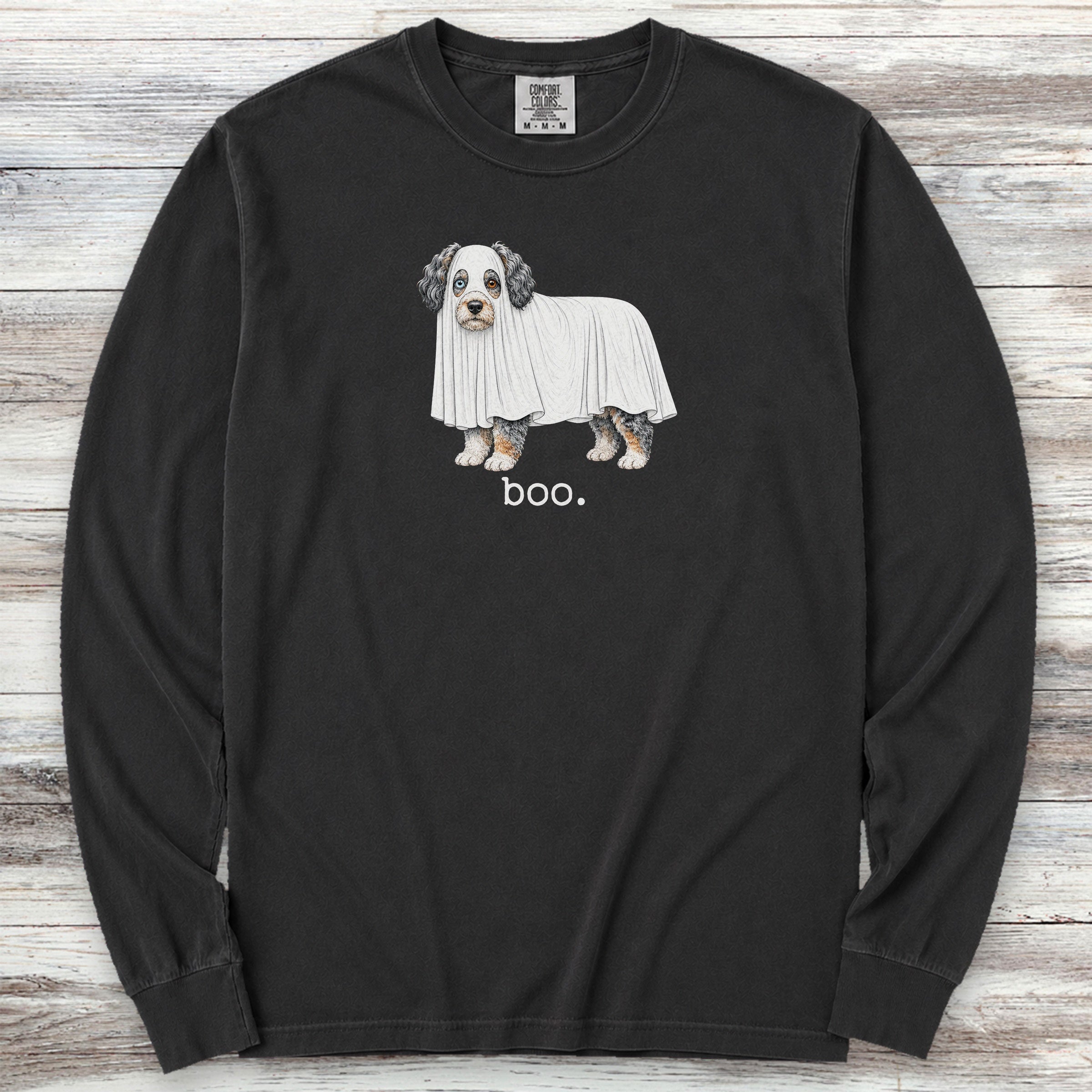 Aussiedoodle Boo Long Sleeve Tee - Black
