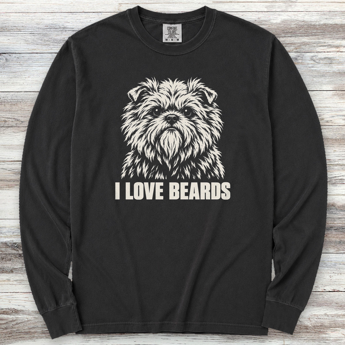 Affenpinscher I Love Beards Long Sleeve Tee - Black