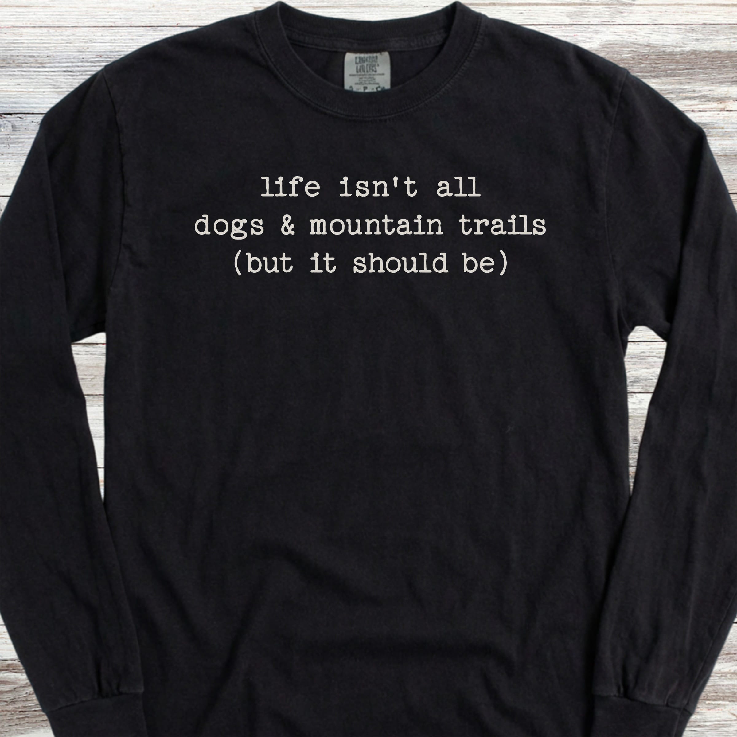 Dogs & Mountain Trails Long Sleeve Tee - Black