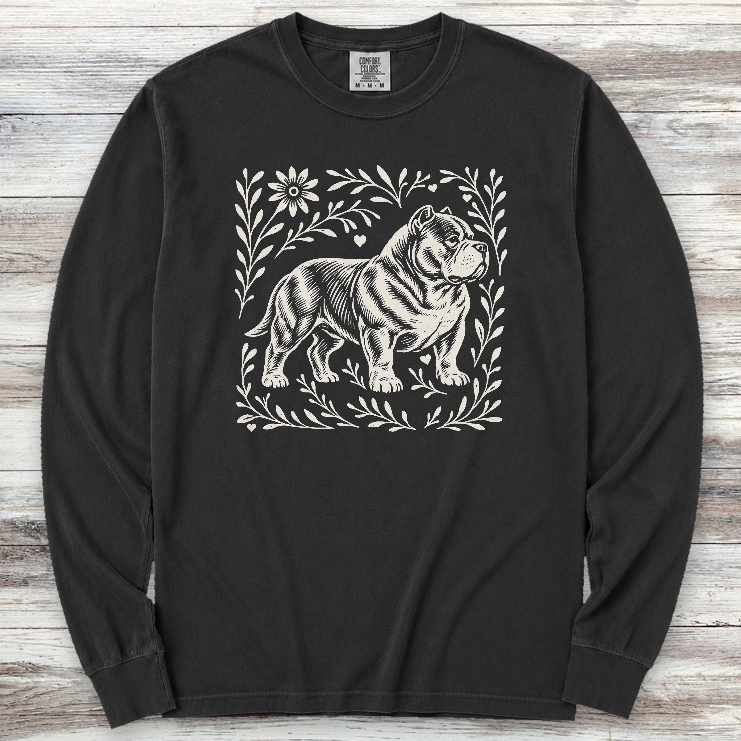 American Bully Linocut Long Sleeve Tee - Black