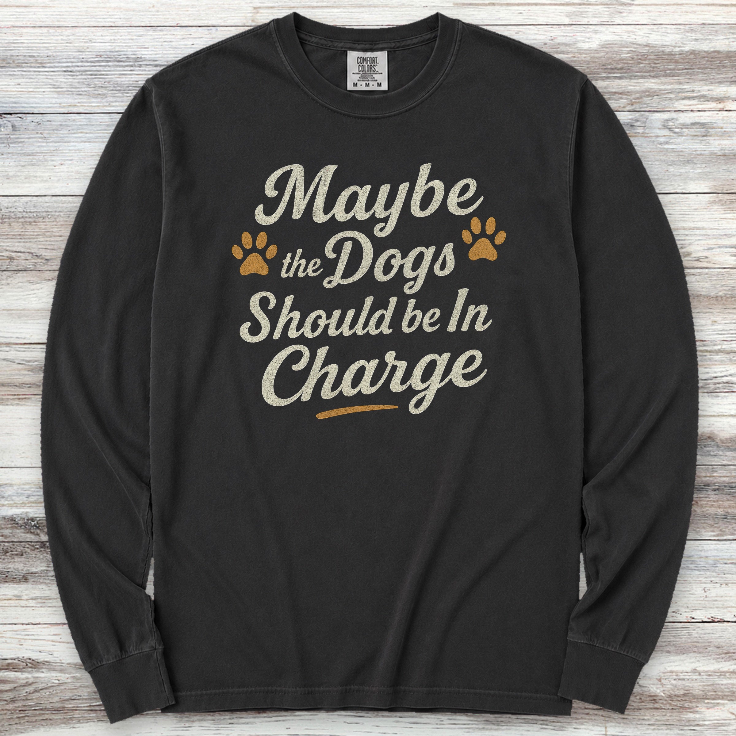 Dogs In Charge Long Sleeve Tee - Black