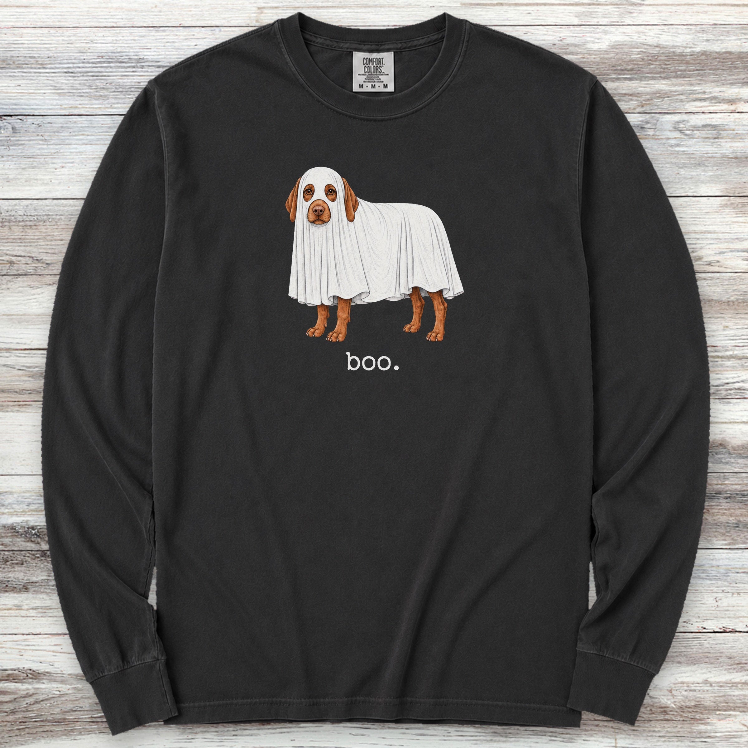 Vizsla Boo Long Sleeve Tee - Black