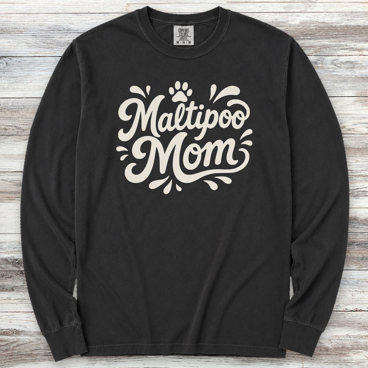 Maltipoo Groovy Mom Long Sleeve Tee - Black