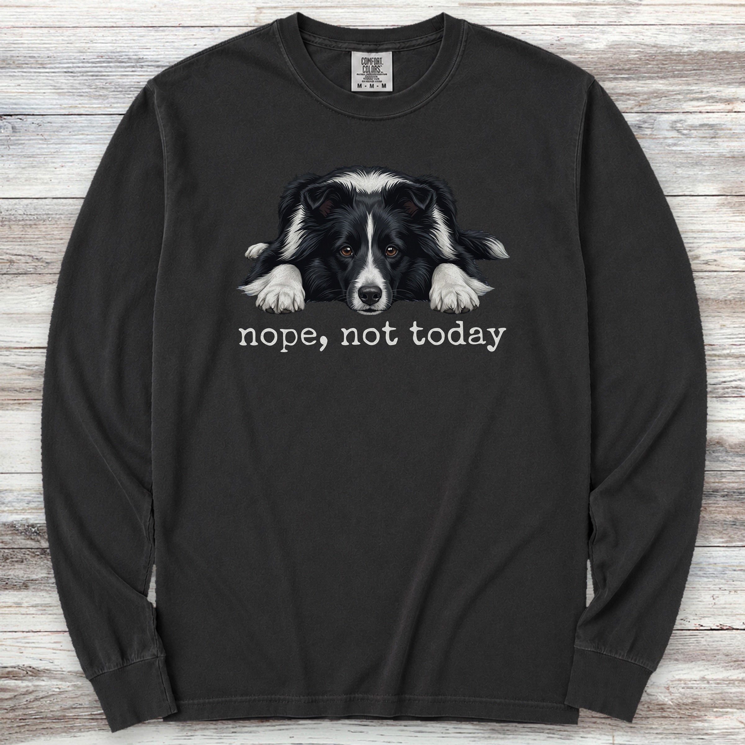 Shetland Sheepdog Bi-Black Nope Long Sleeve Tee - Black