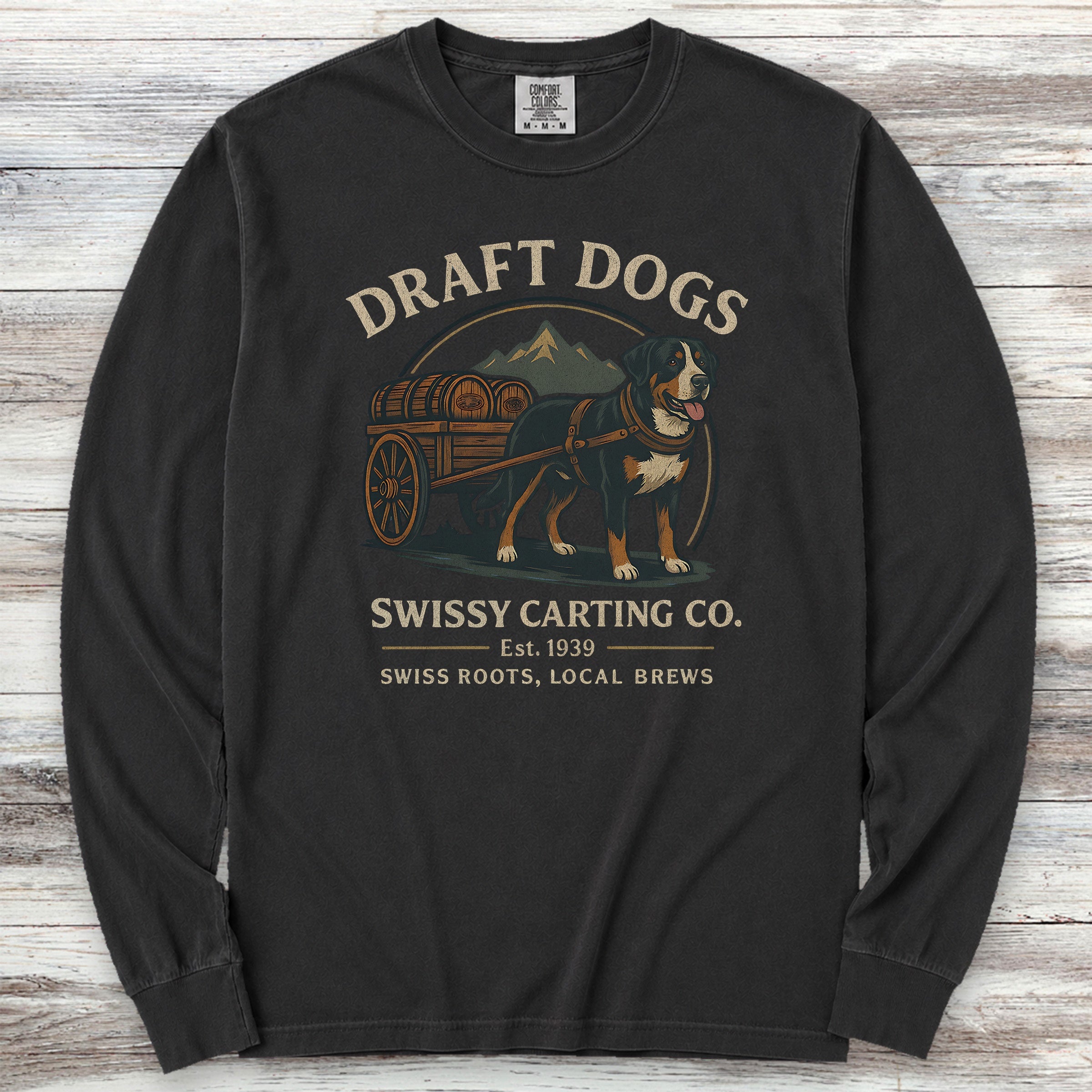 Swiss Mountain Dog Draft Dogs Long Sleeve Tee - Black