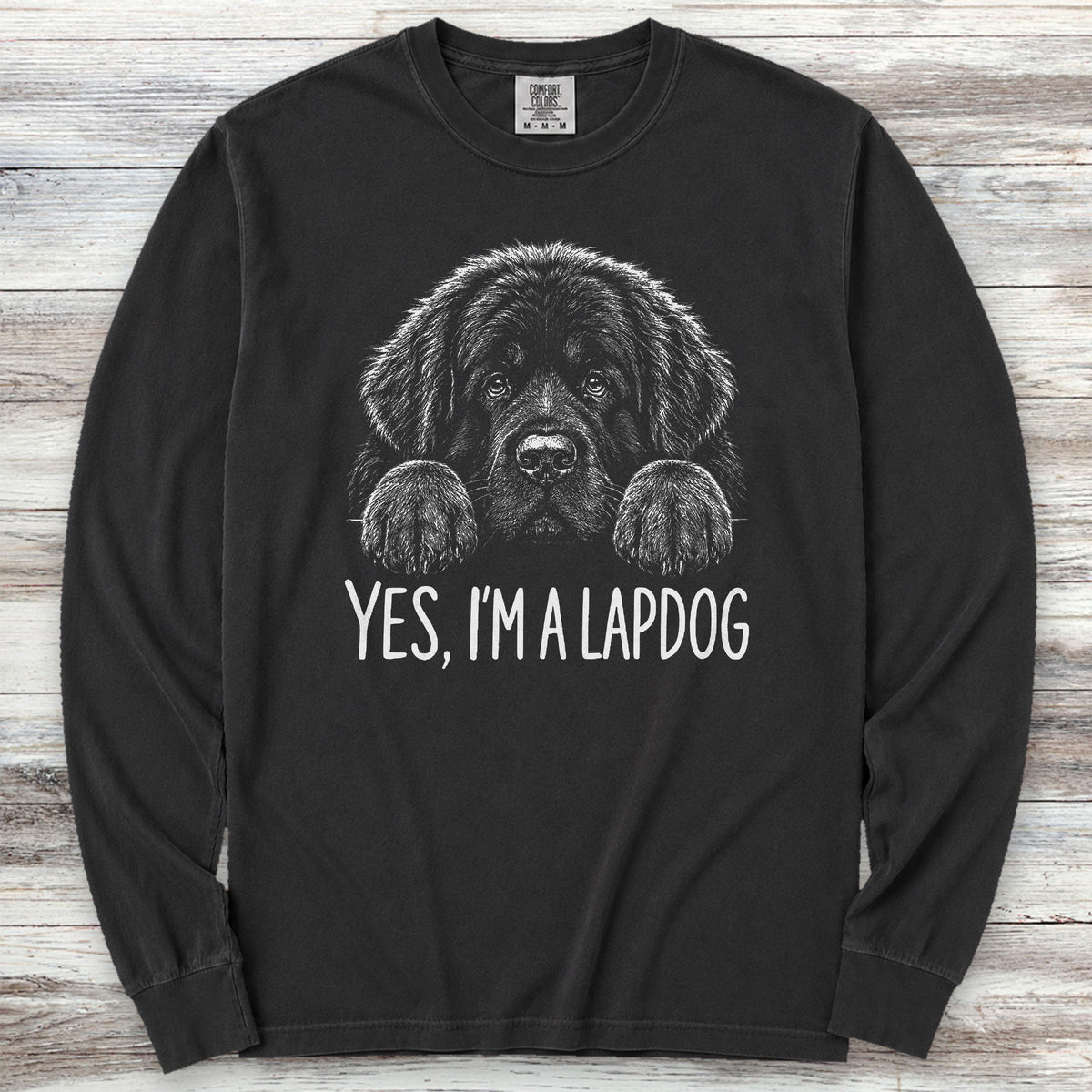 Newfoundland Lap Dog Long Sleeve Tee - Black